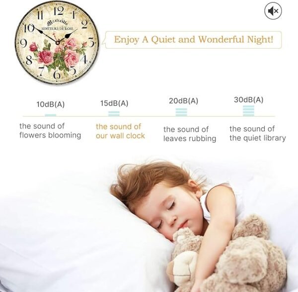 Toudorp Home Wall Clock 14 Inch Wooden Battery Operated Wall Clocks