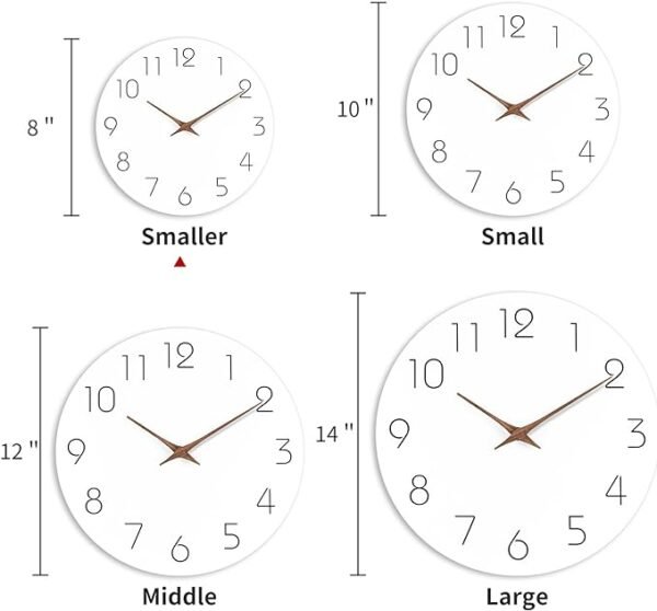 Mosewa Wall Clock 8 Inch White Silent Non Ticking Wall Clocks