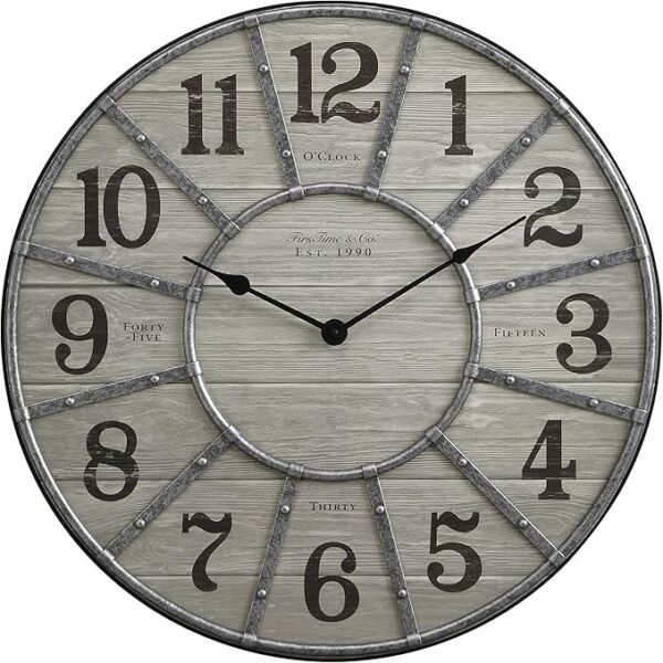 FirsTime & Co.  Cooper Wall Clock, Gray/Galvanized