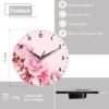 SPUNKER Wall Clock,Pink Roses Flowers Wall Clocks