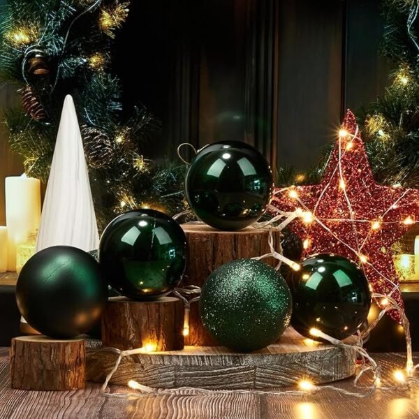 Emopeak 24Pcs Mini Christmas Balls Ornaments 1.2 Inch