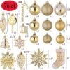 Sattiyrch 76ct Christmas Tree Ornaments,Golden