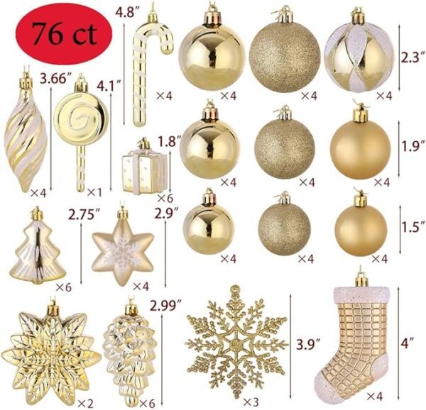 2 Sattiyrch 76ct Christmas Tree Ornaments,Golden