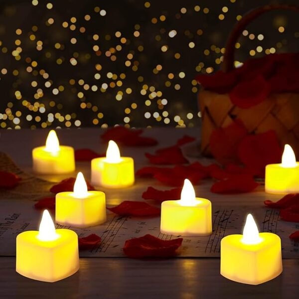cridoz 2000 Pieces Artificial Rose Petals with 24 Pieces LED Tea Lights Candles