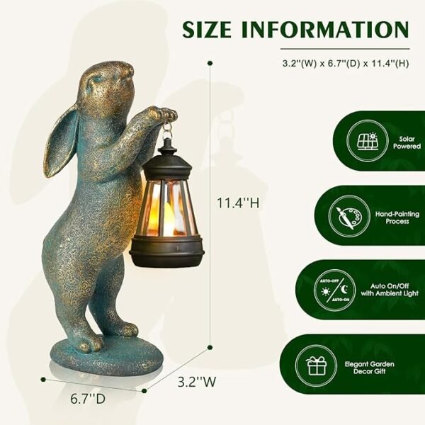 MININOVA Garden Statues Rabbit with Solar Lantern