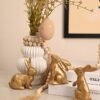 WONDROUS' DECO Set of 3 Small Resin Dark Gold Easter Bunny Figurines