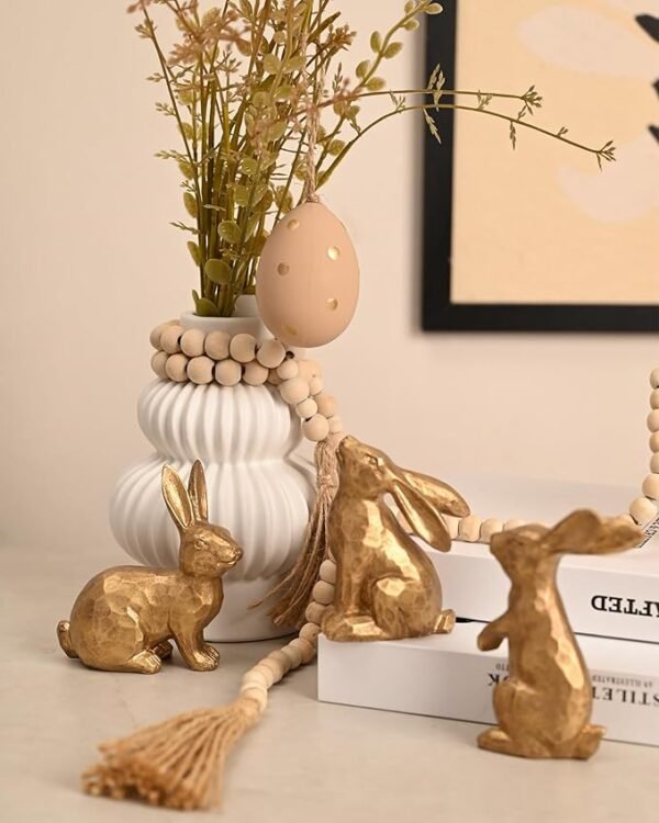 WONDROUS' DECO Set of 3 Small Resin Dark Gold Easter Bunny Figurines