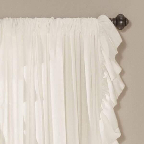 Reyna Ruffle Window Curtain Panel Set, Pair, 54" W x 84" L white