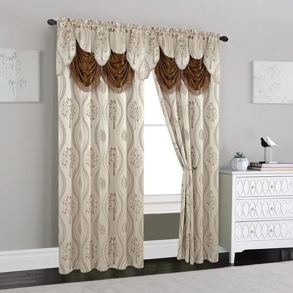 Elegant Comfort  Set with Attached Valance and Backing 54" X 84 inch