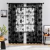 Treatmentex Black Sheer Lace Curtains for Bedroom Living Room Studio 84inch Long Vintage Rose