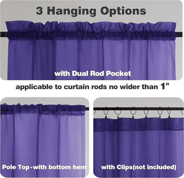 Chyhomenyc Purple Sheer Curtains 84 Inch Length 2 Panels Each 42Wx84L Inches