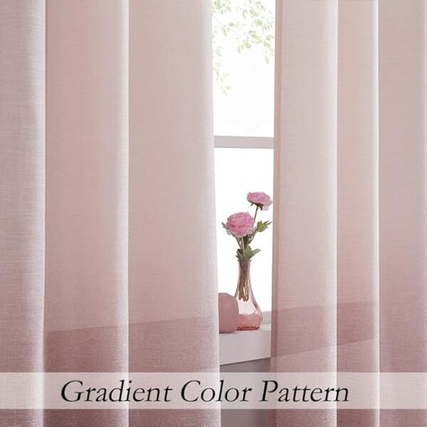Central Park Ombre Window Curtain Panel Cream White to Pink Dust Rose, 40" x 84", Set of 2