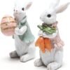 Hodao Easter Bunny Decor Figurines 2pcs