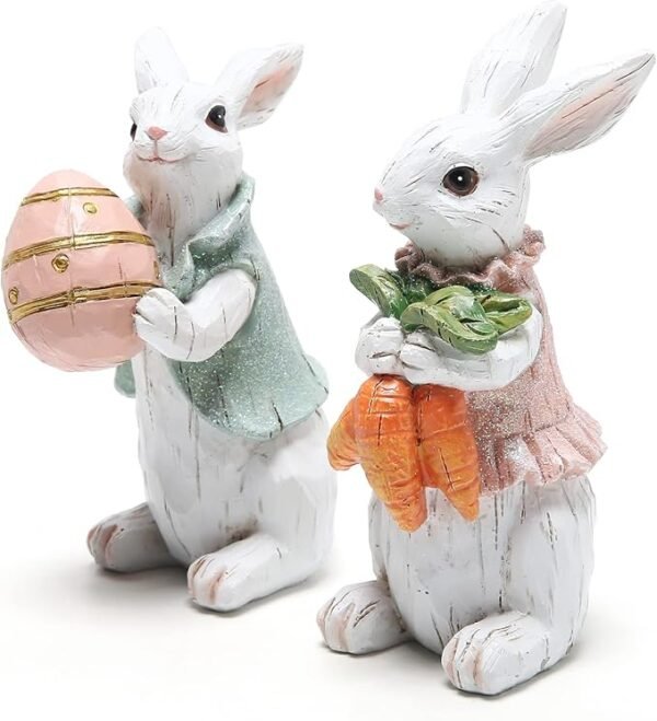 Hodao Easter Bunny Decor Figurines 2pcs