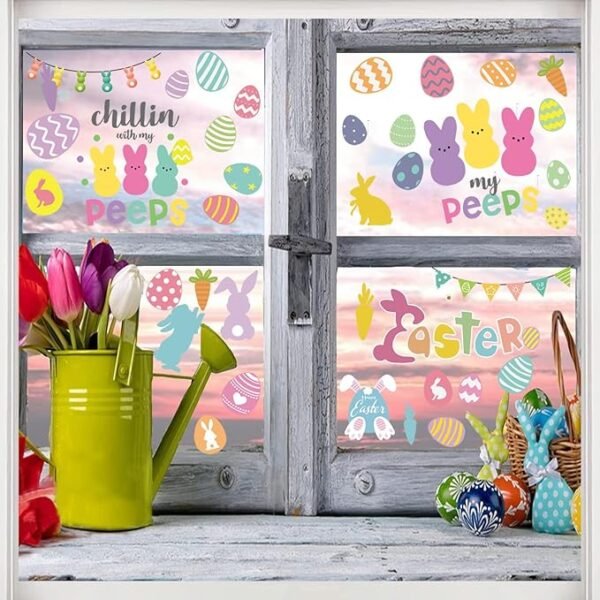Sarybei 9 Sheet Reusable Static Peeps Window Stickers
