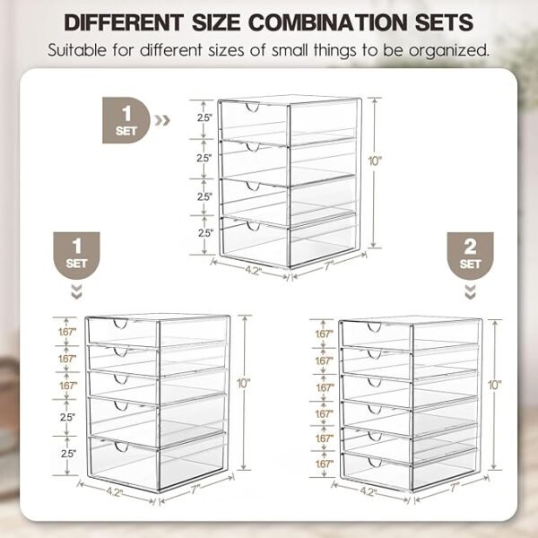 AMALEKO Acrylic Drawer Organizers 21 Drawers 4 Set