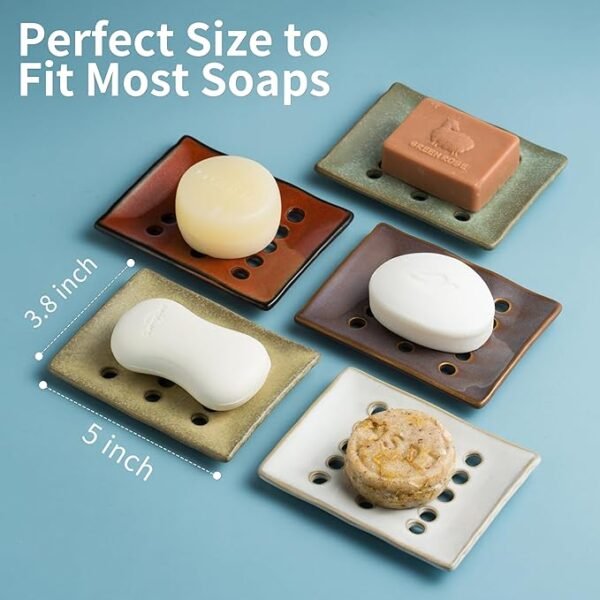 Cormomu Soap Dish for Shower, Ceramic Soap Holder with Self Drain