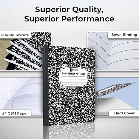 Rosmonde 12 Pack Composition Notebook  200 Pages (100 Sheets), 9-3/4 x 7-1/2"