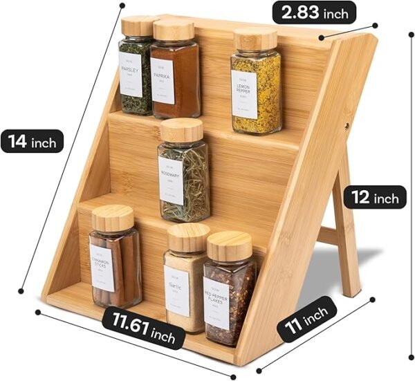 Oh So Kitch Bamboo Spice Rack Organizer For Kitchen Countertop & Drawer