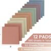 12 Pads, 3x3 inches, Aesthetic Vintage Self-Sticky Note Pads, Ideal for Office