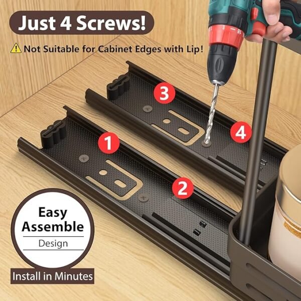 DABIGE 2 Packs Pull Out Spice Rack Organizer for Cabinet, Slide Out Spice Racks Organizer