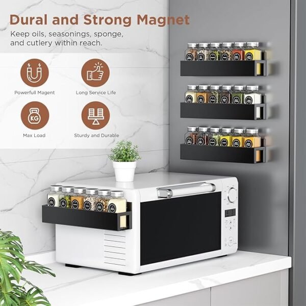 Agotglmi 4 Pack Magnetic Spice Rack with 24 Spice Jars, Spice Labels