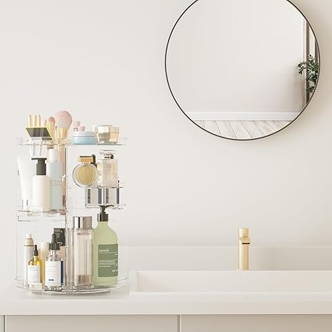 Rotating Makeup Organizer, DIY 8 Adjustable Layers Spinning Skincare Organizer