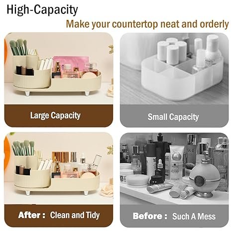 Makeup Organizer Countertop Rotating Makeup Organizer for Vanity Large Capacity Cosmetic Display