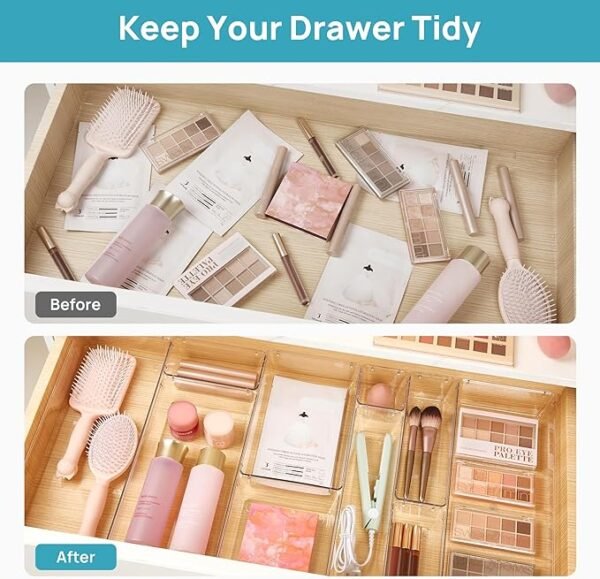 Vtopmart 36 PCS Clear Plastic Drawer Organizers Set, 7-Size Bathroom and Vanity Drawer Organizer