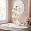 SONGMICS Makeup Organizer, 3-Tier Round Rotating Skincare Organizer Countertop