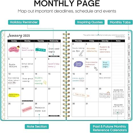 2025 Planner - Weekly and Monthly Planner Spiral Bound, January 2025