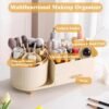 Zufudo Makeup Organizer Countertop with Drawers 360 Rotating Makeup Brush Holder