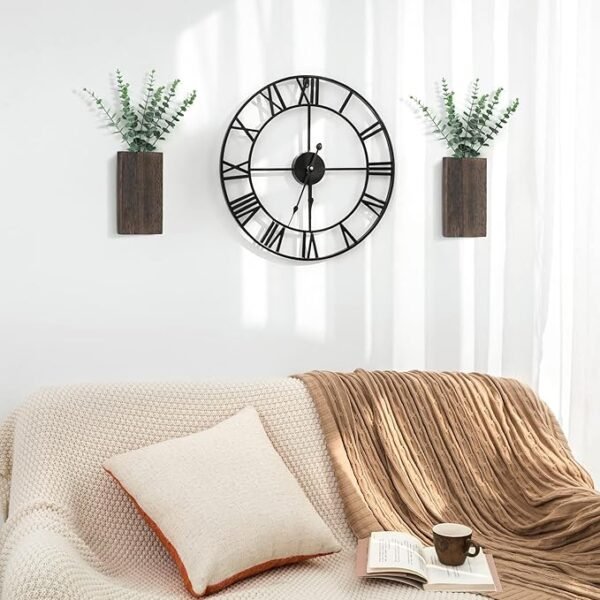 2 2 Pack Wood Wall Planter Vase with Artificial Eucalyptus Farmhouse Wall Hanging Decor