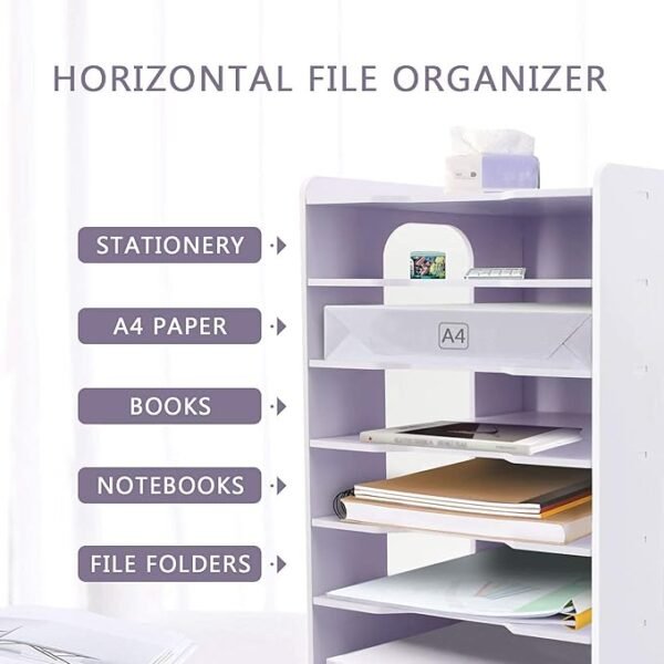 SONGWAY Multifunctional 7 Tier Vertical File Holder, White