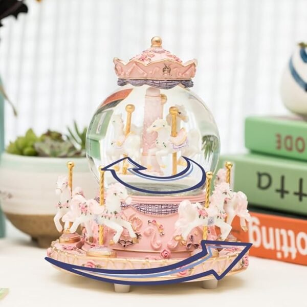 LOVE FOR YOU Gift Wrapped Music Box Carousel Horses Color Lights Unicorn Musical