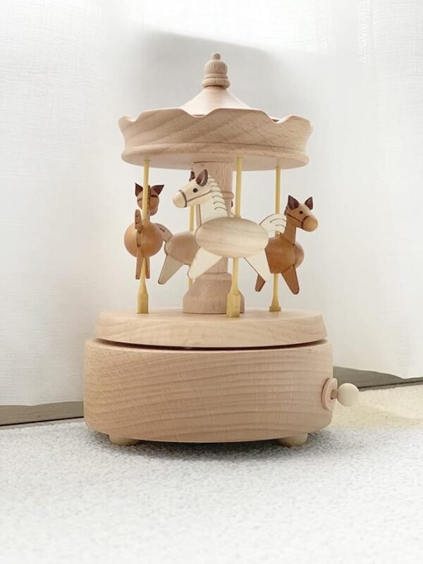 2 Nbcymg Carousel Music Box, Wooden Horse Music Box for Girl Women