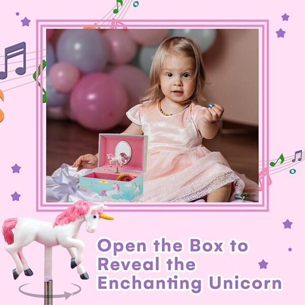 Jewelkeeper Girls Musical Jewelry Storage Box with Spinning Unicorn