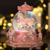 LOVE FOR YOU Gift Wrapped Music Box Carousel Horses Color Lights Unicorn Musical Snow Globe