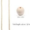 Farmhouse Beads 58in Wood Bead Garland with Tassels Rustic Country