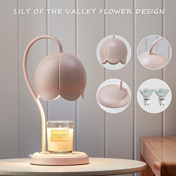 Cute Pink Flower Candle Warmer Lamp with Timer Dimmable