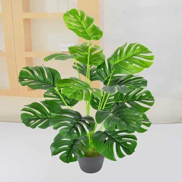 Artificial Monstera Deliciosa Plant 21 Inch, Fake Tropical Palm Tree