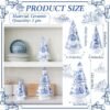 Soaoo 3 Pcs French Country Style Delft Blue Christmas Tree Blue and White Porcelain