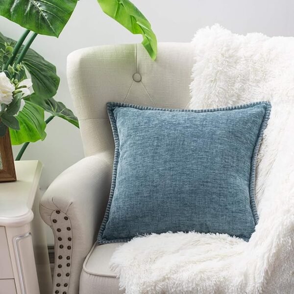 3 Throw Pillow Cases Pack of 2 Cotton Thread Stitching Edges