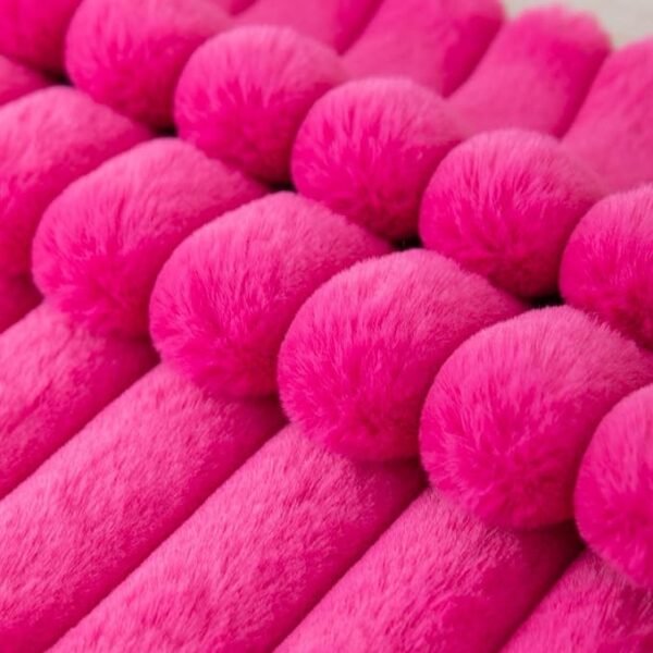 Set of 2 Hot Pink Faux Fur Decorative Throw Pillow