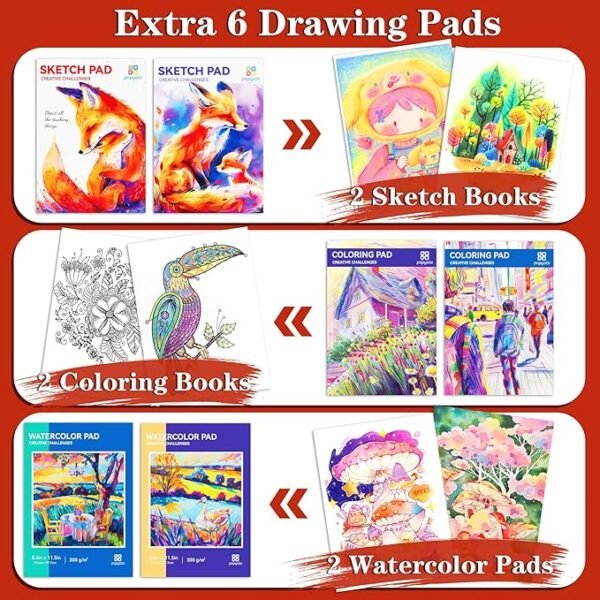 3 Art Supplies, 269 Piece Deluxe Art Set with 6 Drawing Pads