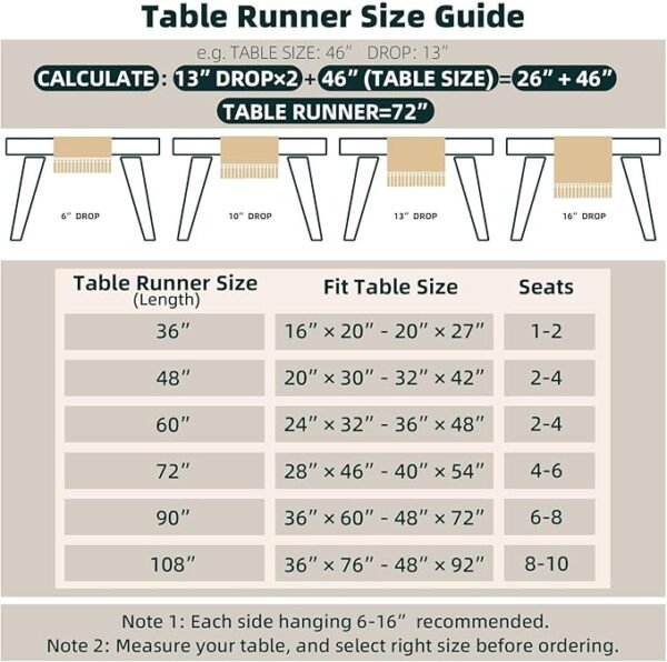 Table Runner for Thanksgiving Christmas Home Decor with Tassels 72 Inches