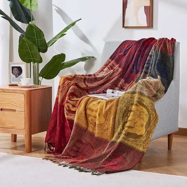 3 Bohemian Throw Blankets Chenille Jacquard Tassels Soft Chair Cover