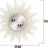 Round 23" Antique Gold Metal Starburst Hanging Wall Mirror