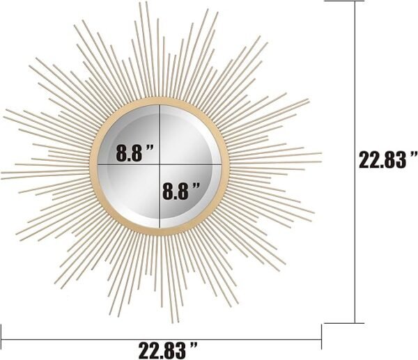 3 Round 23" Antique Gold Metal Starburst Hanging Wall Mirror