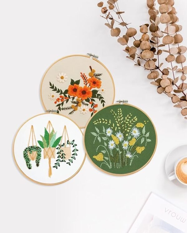 3 3 Sets Embroidery Kit for Beginners Needlepoint Cross Stitch Kits for Adults